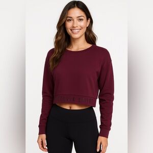 Victoria Sport Cropped Sweatshirt | Luxe Athleisure | Plum Maroon Burgundy US S